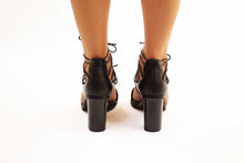 Load image into Gallery viewer, Elsa: Chunky Black Tie Up Heels