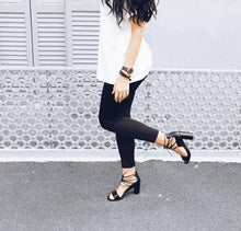 Load image into Gallery viewer, Elsa: Chunky Black Tie Up Heels